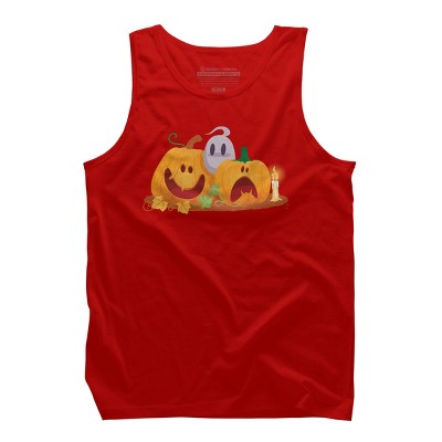 Men's Design By Humans Halloween Cartoon Pumpkins And Ghost By VectorVillain Tank Top