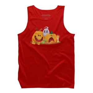 Men's Design By Humans Halloween Cartoon Pumpkins And Ghost By VectorVillain Tank Top - 1 of 3