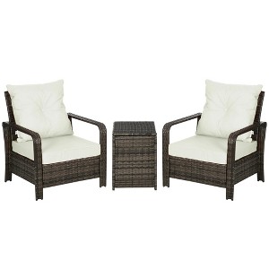 Resenkos 3 Pieces Patio Furniture, Outdoor Sectional Furniture, PE Rattan, Beige - 1 of 4