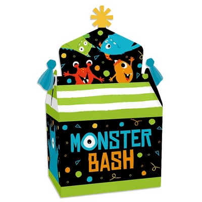 Big Dot of Happiness Monster Bash - Treat Box Party Favors - Little Monster Birthday Party or Baby Shower Goodie Gable Boxes - Set of 12