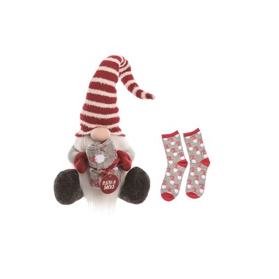 Transpac Polyester 10 in. Multicolor Christmas Plush Gnome with Socks