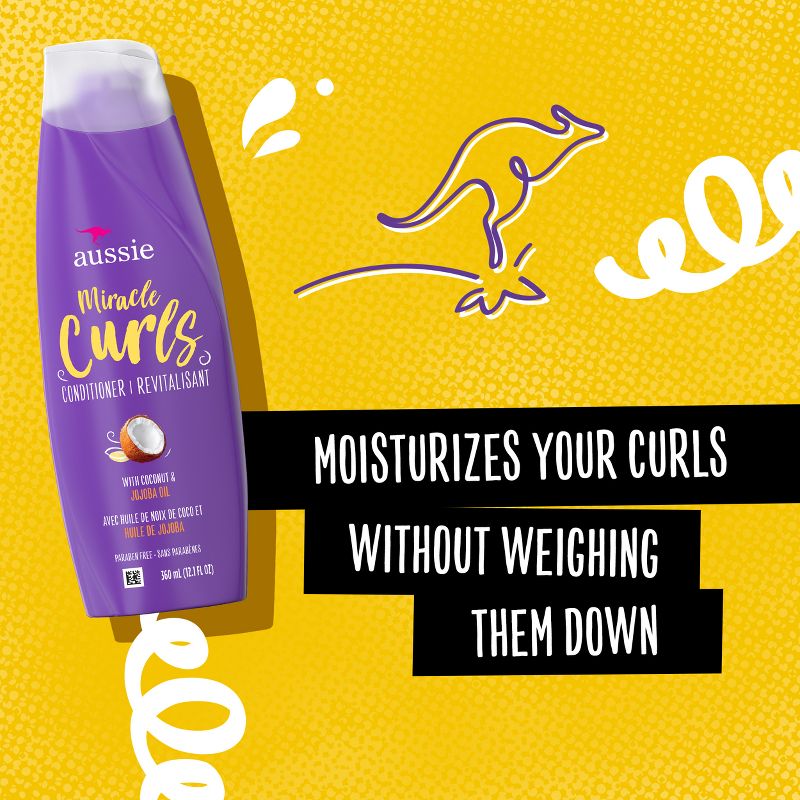 Aussie Paraben-Free Miracle Curls Conditioner with Coconut and Jojoba Oil, 3 of 13