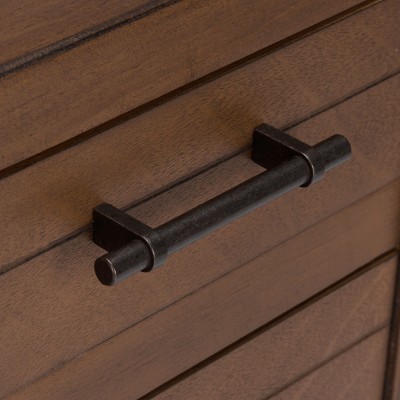 Brown Wood and Metal Console Table with Storage