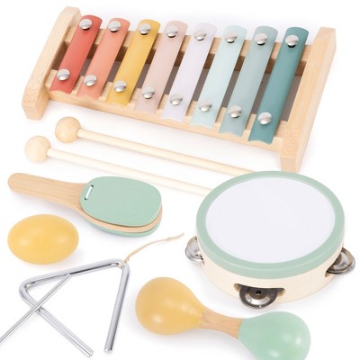 ZICOTO Fun Musical Instruments for Toddlers – Perfect Wooden Set for Exploring Sounds – Great Montessori Gift for Babies & Kids 1-3 – Incl. Xylophone