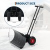 GustoWave Metal Snow Shovel, Heavy Duty Push Snow Shovel with Wheels and Angled Blade for Driveway, Black - 3 of 4