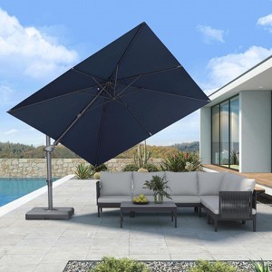 PURPLE LEAF Cantilever Patio Umbrella Outdoor Offset Umbrella with 3 Years Fade Resistance Recycled Fabric With Base - 1 of 1