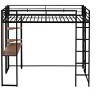 CAVINAS Twin Size Metal Loft Bed with Ladder & Fence,Modern Bed Frame with Desk for Bedroom,Study - 3 of 4