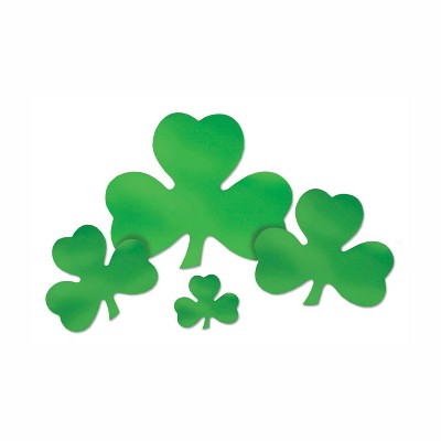 Beistle Foil Shamrock Cutout, 12", (12/Pkg) Green