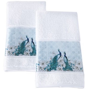 Blue Peacock Set of 2 Hand Towels - 1 of 4