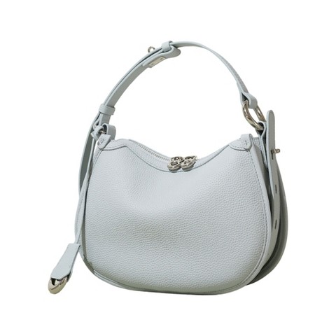 Alilang Women's Crescent Leather Shoulder Purse with Adjustable Strap Multi Length Carry and Pebbled Finish - Blue