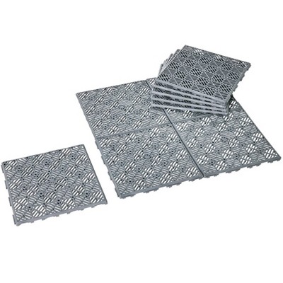 The Lakeside Collection Set of 10 Interlocking Patio or Walkway Tiles