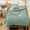 Joyfy Tufted Comforter Set, 3 Pieces Sage Green Boho King Bedding Set with 1 Plaid Geometric Comforter and 2 Pillow Shams, Checkered Bed in a Bag - 3 of 4
