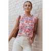 Amaryllis Women’s Puff Sleeve Floral Print Blouse Ruffle Trim Lightweight Woven Fabric- XX Large ,Pink - 4 of 4