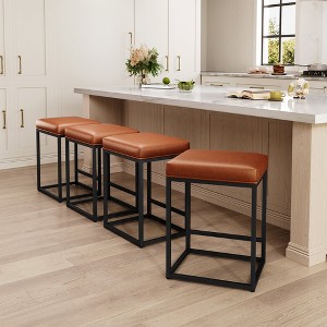 Captiva Designs 24 inch Counter Height Bar Stool with Faux Leather Cushion and Sturdy Metal Frame - 1 of 4
