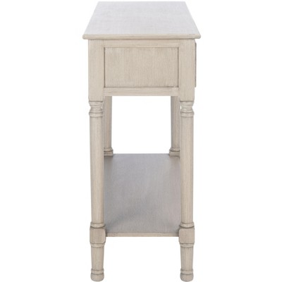 Greige Textured 2-Drawer Metal & Wood Console Table