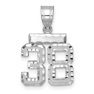 Black Bow Jewelry 14k White Gold, Varsity Collection, Small D/C Pendant, Number 38