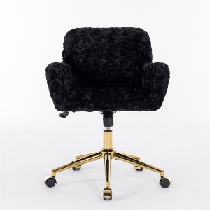 COWLOWN Office Chair, Adjustable Swivel Chair with Golden Base, 40° Recline & Plush Seat - 1 of 4