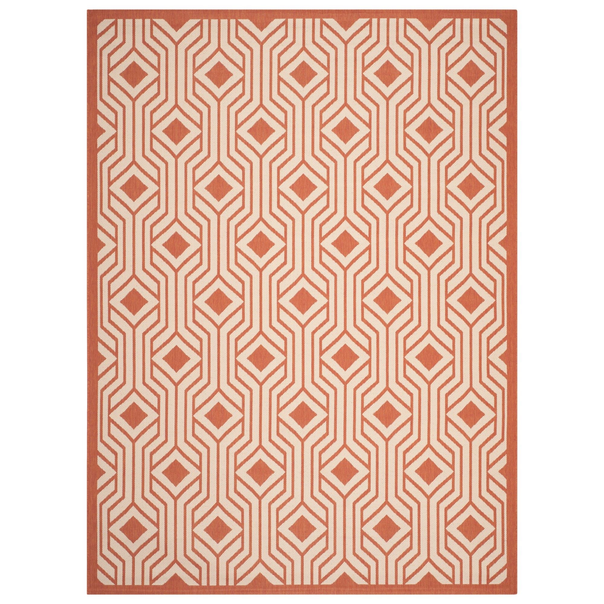 8'X11' Rectangle Mikela Outer Patio Rug Beige/Terracotta - Safavieh, Size: 8'x11', Orange