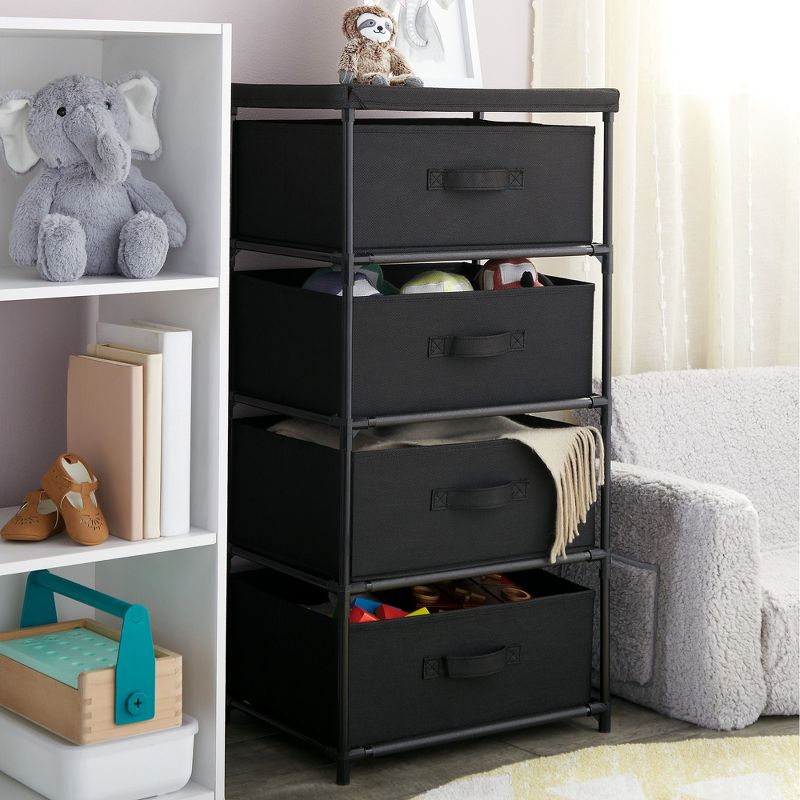 Juvale 4-Tier Tall Closet Dresser with Drawers - Clothes Organizer and Small Fabric Storage for Bedroom (Black), 2 of 10