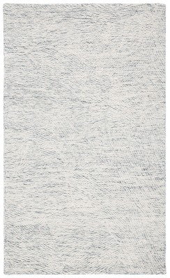 Handmade Dark Grey and Ivory Wool Tufted Rug, 3' x 5'