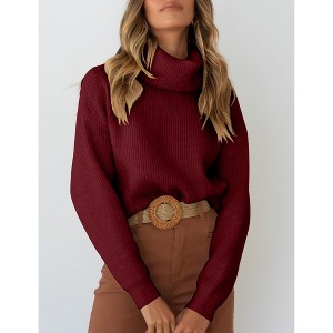 Women’s Elevated Oversized Turtleneck Sweater - Architectural Knit with Strategic Proportions Pullover Tops - 1 of 2