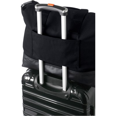 Black Cotton Canvas Weekender Duffel Bag with Shoulder Strap
