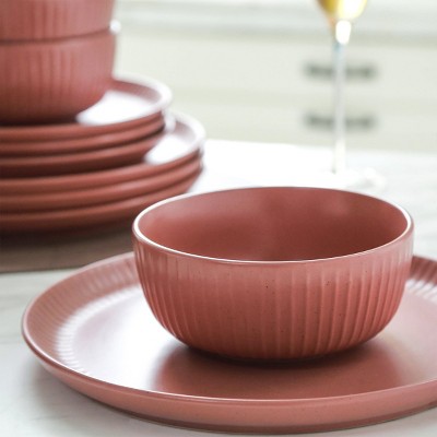 Terracotta Ceramic 12-Piece Dinnerware Set, Service for 4