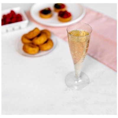 Elegant Silver Glitter Disposable Plastic Champagne Flutes, 24 Pack