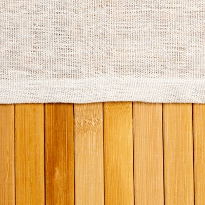 Natural Bamboo Double Laundry Hamper with Rope Handles and Lid