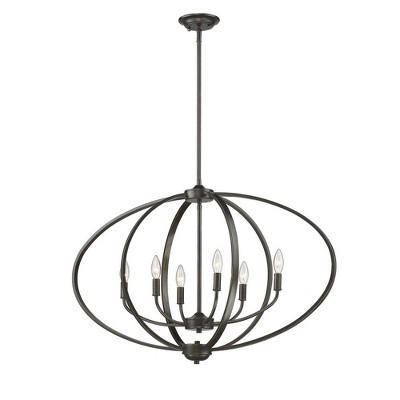 Pewter Glass 6-Light Contemporary Island Pendant