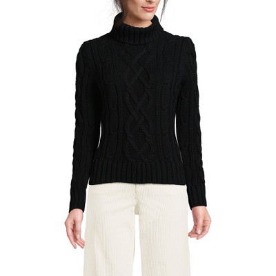 Lands' End Women's Drifter Cable Turtleneck Sweater