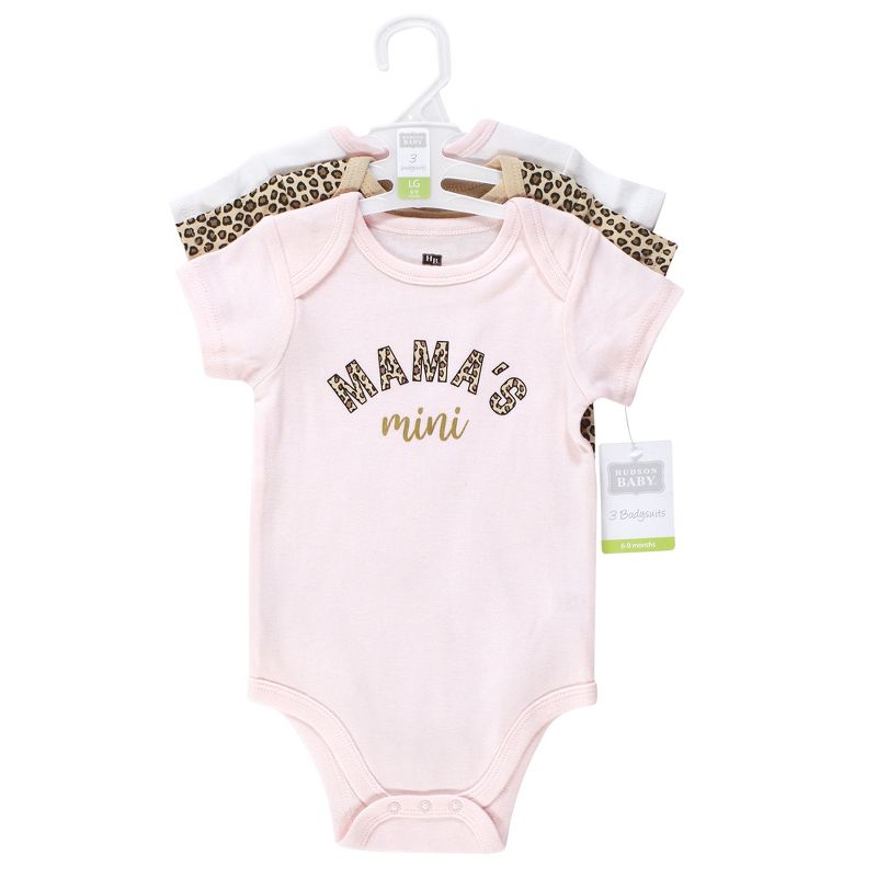 Hudson Baby Infant Girl Cotton Bodysuits, Leopard Mamas Mini, 3 of 7