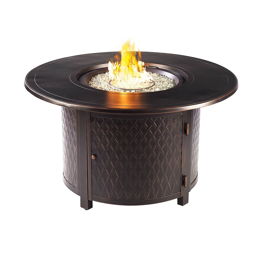 Photos - Electric Fireplace Oakland Living Aluminum Round 44" Patio Dining Table Black Copper