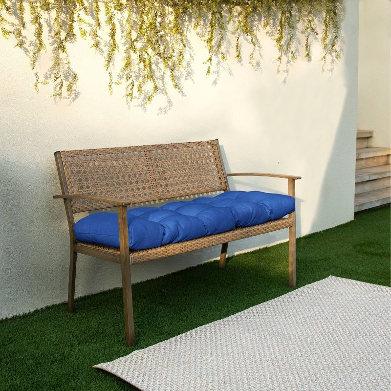 48" x 19" x 3" Sunbrella Canvas Outdoor Tufted Bench Cushion - Sorra Home, 3 of 6