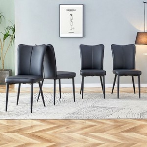 CAVINAS Modern PU Leather Dining Chairs with Foam Cushion and Metal Legs, 6-Piece Side Chair for Dining Room, Living Room - 1 of 4