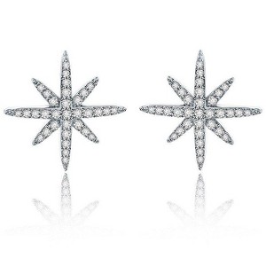 Hollywood Sensation Star Stud Earrings Cubic Zirconia .75 Inches Gold - 1 of 4