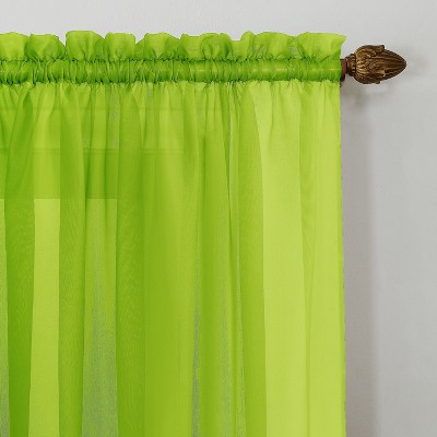 Lime Green Sheer Polyester Rod Pocket Curtain Panel