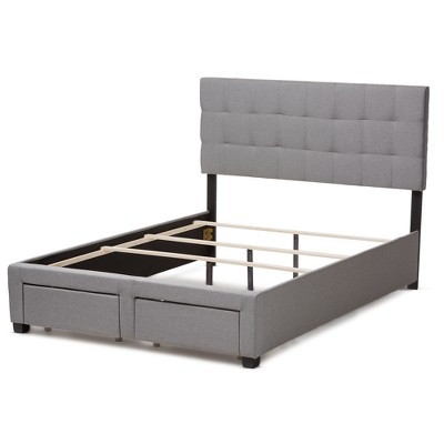 Contemporary Gray Queen Upholstered Storage Bed with Tufted Headboard
