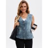 INSPIRE CHIC Women's V Neck Patch Pockets Button Down Sleeveless Denim Vest - 3 of 4