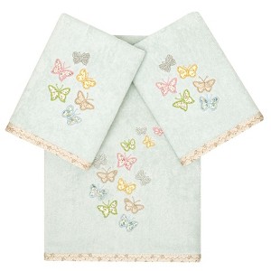 Linum Home Textiles 100% Turkish Cotton MARIPOSA Embellished Towel Set - 1 of 4