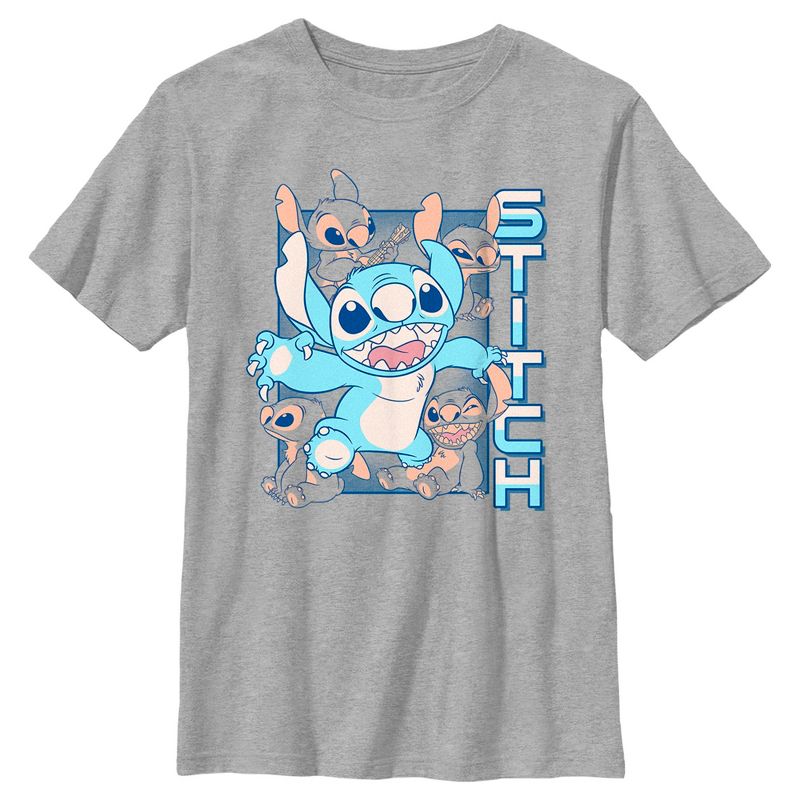 Boy's Lilo & Stitch Blue Stitch Faces T-Shirt, 1 of 6