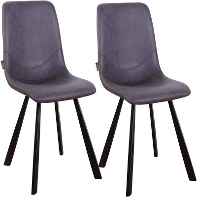 Syemin Dining Chairs Dining Chairs Set of 2 Upholstered Faux Leather Dining Room Chairs Modern Kitchen Chairs, Gray, 18.9"*20.5"*34"