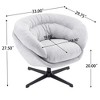 VYNXARIA Modern Chenille Office Chair,360 Swivel Accent Chair with Removable Cushion,Round Office Chair, Black Metal Base,Cotton Material,Gray - 3 of 4