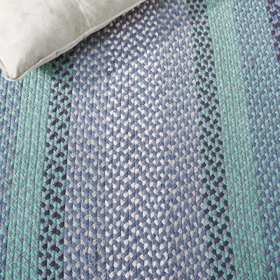 Handwoven Gray Cotton 6' Square Braided Reversible Rug