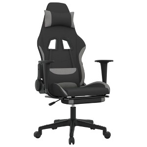 vidaXL Fabric Gaming Chair with Footrest and Adjustable Backrest, Swivel Design, Durable Material, and Sturdy Frame - Black and Light Grey - 1 of 4