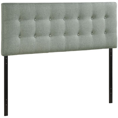 Gray Tufted Upholstered Full Headboard with Button Accents