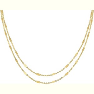 Gold Beaded Wave Chain Necklace for Women, 14K Gold Plated Layered Minimalist Choker - 1 of 4