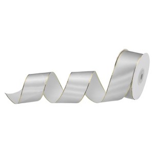 Unique Bargains Double Face Wide Satin Ribbon with Gold Edges for Wedding Bouquet - 1 of 4