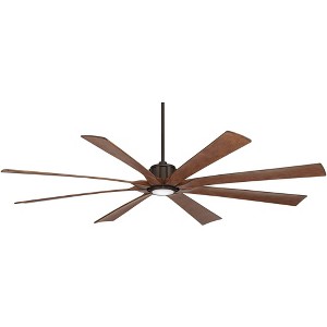 80" Possini Euro Design Defender Modern Indoor Outdoor Ceiling Fan with Dimmable LED Light Remote Oil Rubbed Bronze Koa Damp Rated for Patio Exterior - 1 of 4