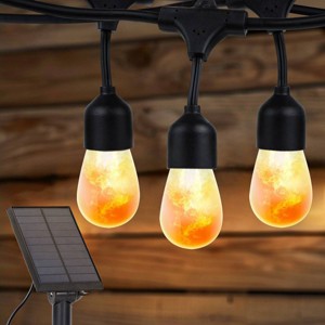 Brightech 12-Bulb LED Ambience Pro Solar 1W 27ft 2200K S14 Outdoor Hanging String Lights Flaming Bulb Black Wire - 1 of 4
